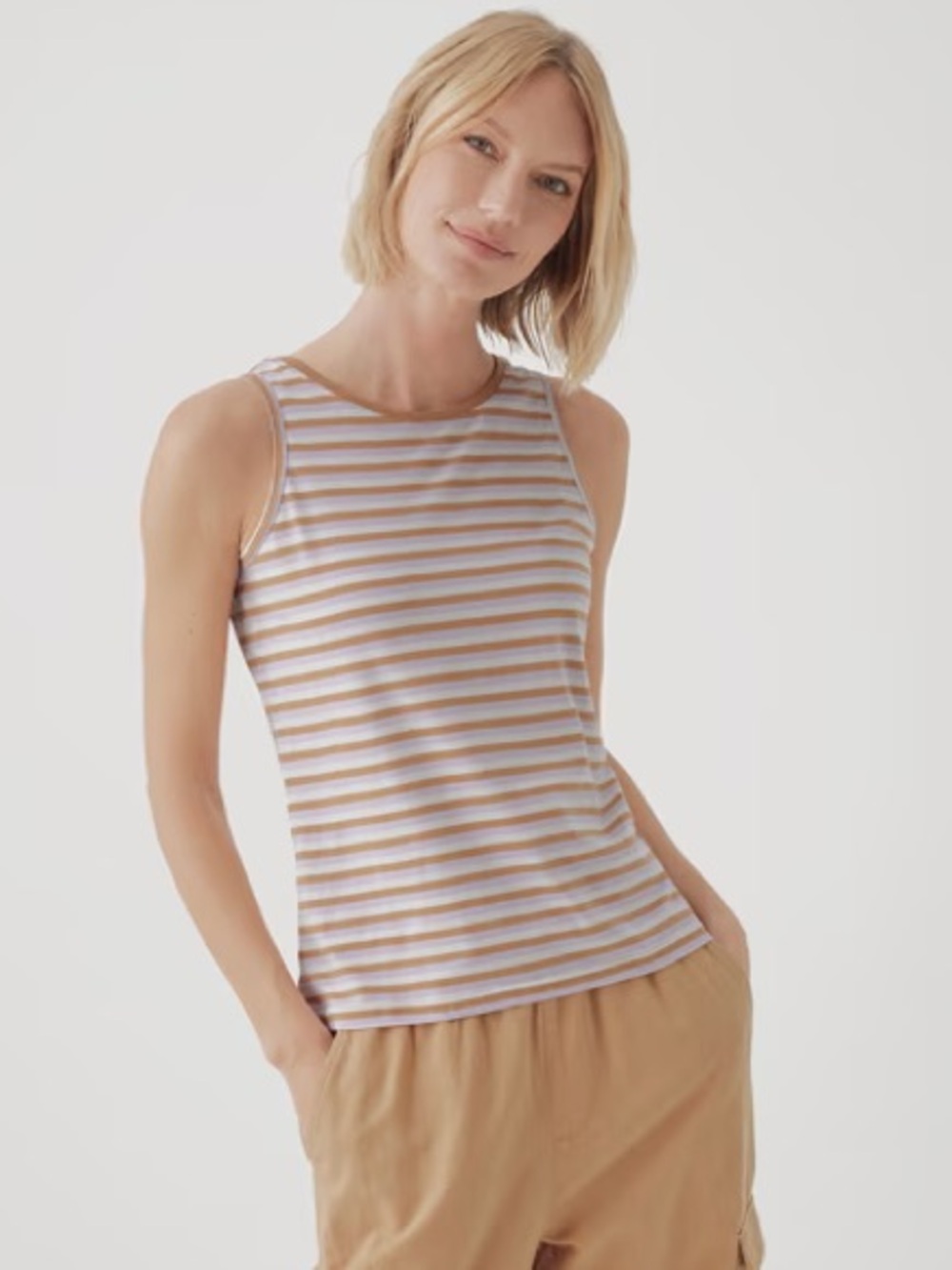 Pact Striped Tank Top Organic Cotton Size M